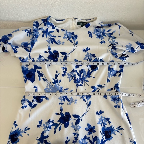Ralph Lauren white and blue floral dress size 16P - Picture 11 of 12